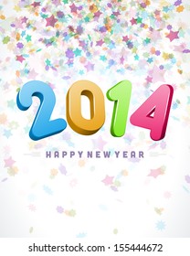Happy New Year 2014 3d message vector background. Eps 10. 