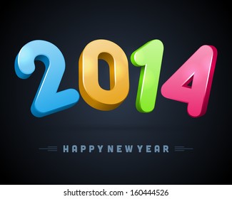 Happy New Year 2014 3d message vector background. Eps 10. 
