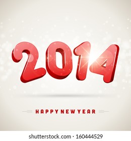 Happy New Year 2014 3d message vector background. Eps 10. 