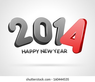 Feliz Año Nuevo 2014 3d mensaje de fondo vectorial. Eps 10. 