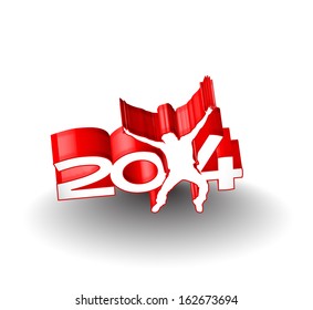 Happy new year 2014 3D Text Design 