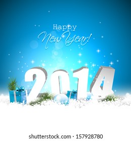 Happy new Year 2014 - blue greeting card