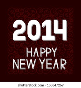 Happy New year 2014. Burgundy card with abstract design. Vector illustration.