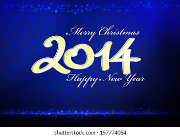 Happy New Year 2014 - a card of bright blue color