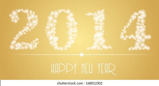 Happy New year 2014 card from lights
