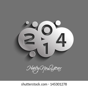 Happy new year 2014 celebration greeting card design. 