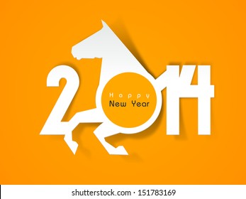 Happy New Year 2014 celebration background with Chinese symbol of the year horse. 