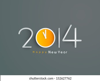 Happy New Year 2014 celebration background with clock. 