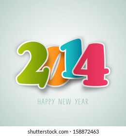 Happy New Year 2014 celebration poster, banner or flyer design with colorful text.