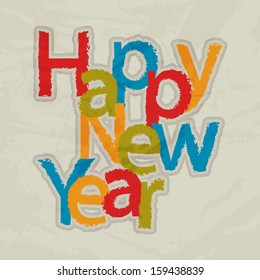 Happy New Year 2014 celebration party, poster, flyer or banner with colorful text.