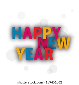 Happy New Year 2014 celebration party, flyer, poster or banner with colorful text on white background.