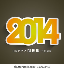 Happy New Year 2014 celebration concept with colorful text on green background, can be use as flyer, banner or poster.