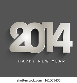 Happy New Year 2014 celebration concept with stylish text on dark grey background, can be use as flyer, banner or poster.