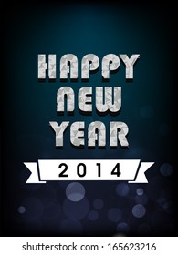 Happy New Year 2014 celebration poster, banner or flyer with stylish text on abstract background. 