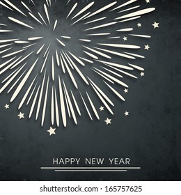 Happy New Year 2014 celebration flyer, poster, banner or invitation with fireworks on grey background. 