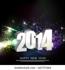 Happy New Year 2014 celebration flyer, poster, banner or invitation with stylish text on shiny colorful background. 