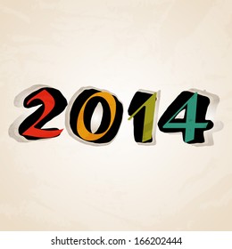 Happy New Year 2014 celebration flyer, banner, poster or invitation with colorful text on abstract background. 