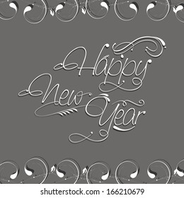 Happy New Year 2014 celebration flyer, banner, poster or invitation with stylish text on grey background. 