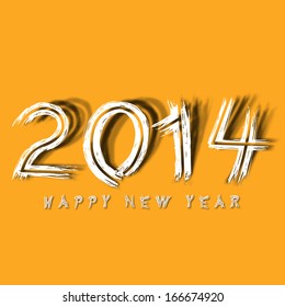 Happy New Year 2014 celebration flyer, banner, poster or invitation with stylish text on yellow background. 