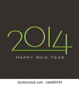Happy New Year 2014 celebration background with shiny green text on black background. 
