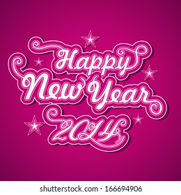 Happy New Year 2014 celebration greeting card or gift card with stylish text on shiny pink background. 