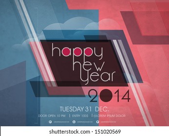 Happy New Year 2014 colorful celebration party poster, banner or invitations. 