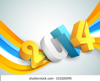 Happy New Year 2014 colorful celebration background. 