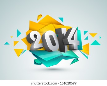 Happy New Year 2014 colorful celebration background. 