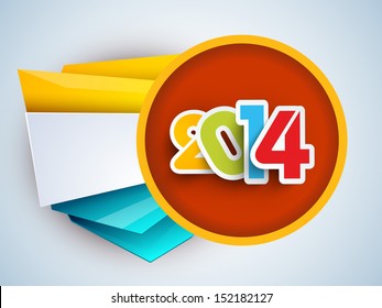 Happy New Year 2014 colorful celebration background. 