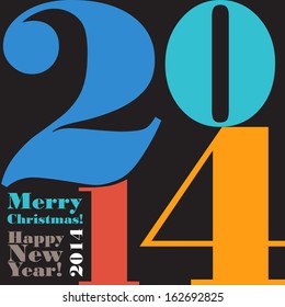 Happy New Year 2014 colorful background. 
