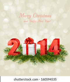 Happy new year 2014! New year design template. Vector illustration. 