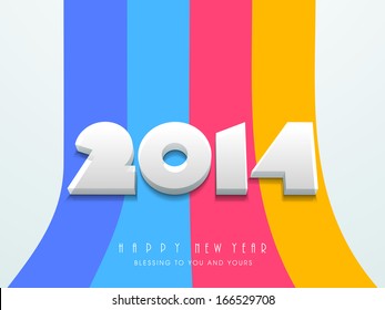 Happy New Year 2014 flyer, banner, poster or invitation with shiny text on colorful background. 