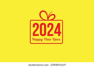 Happy new year 2014 gift box. vector
