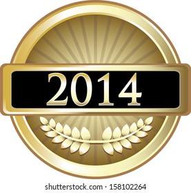 Happy New Year 2014 Gold Vintage Label