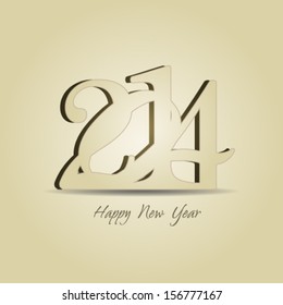 Happy new year 2014 greeting card design.