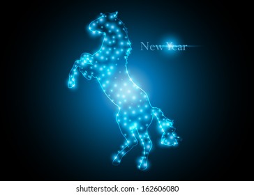 Happy New Year 2014, Year Of The Horse. Vector