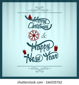 Happy New Year 2014 and Merry Christmas celebration flyer, banner or poster with stylish text. 