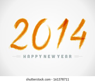 Happy New Year 2014 message brush paint message vector background. Eps 10. Greeting card.