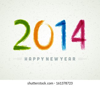 Happy New Year 2014 message brush paint message vector background. Eps 10. Greeting card.