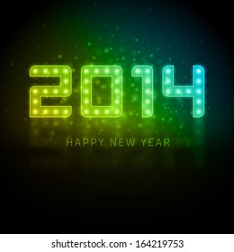 Happy New Year - 2014 message from light design vector background. Happy new year text and numbers greeting card. 