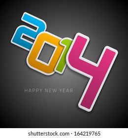 Happy New Year - 2014 message design vector background. Happy new year text and numbers greeting card. 