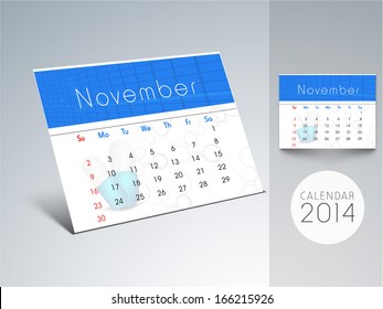Happy New Year 2014 November month calendar..  