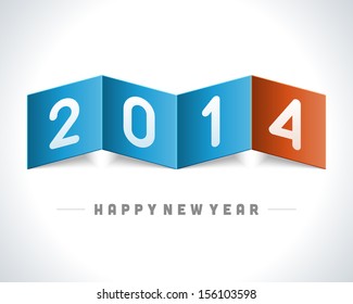 Happy New Year 2014 on bend paper vector background. Eps 10. 