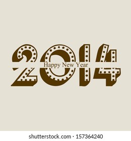 happy new year 2014 over beige background  vector illustration 