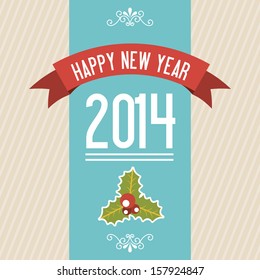 happy new year 2014 over lineal  background  vector illustration 