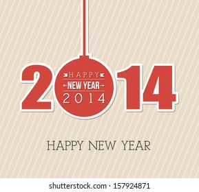 happy new year 2014 over lineal background  vector illustration 
