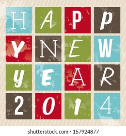 happy new year 2014 over lineal  background  vector illustration 