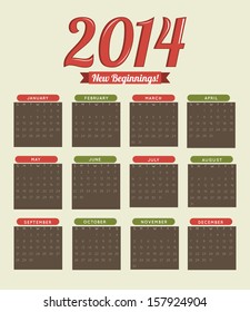 happy new year 2014 over beige  background  vector illustration 