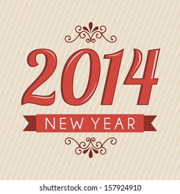 happy new year 2014 over lineal  background  vector illustration 