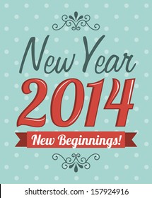 happy new year 2014 over dotted background  vector illustration 